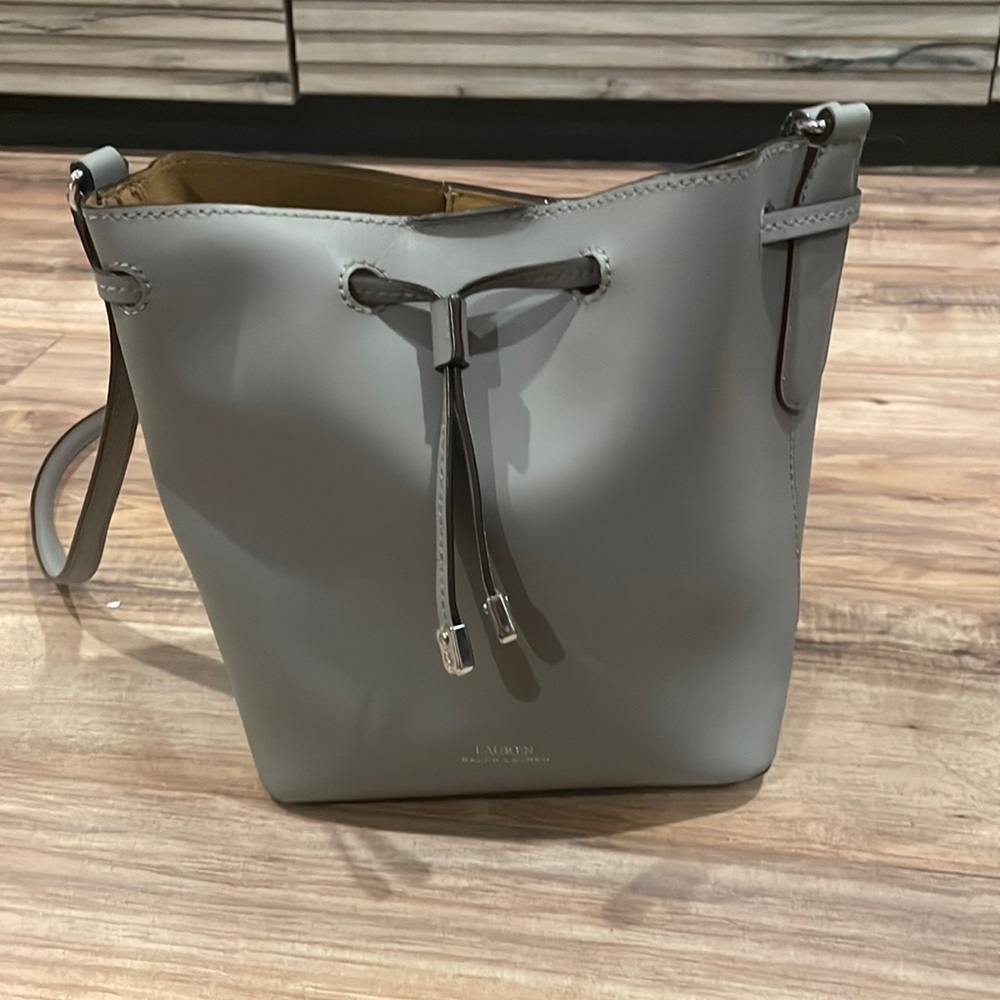 Light gray Ralph Lauren bucket bag